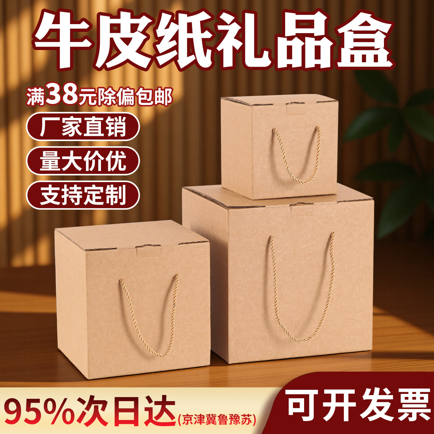 正方形牛皮纸包装盒瓦楞纸小盒子陶瓷茶杯生日礼物包装箱通用纸盒