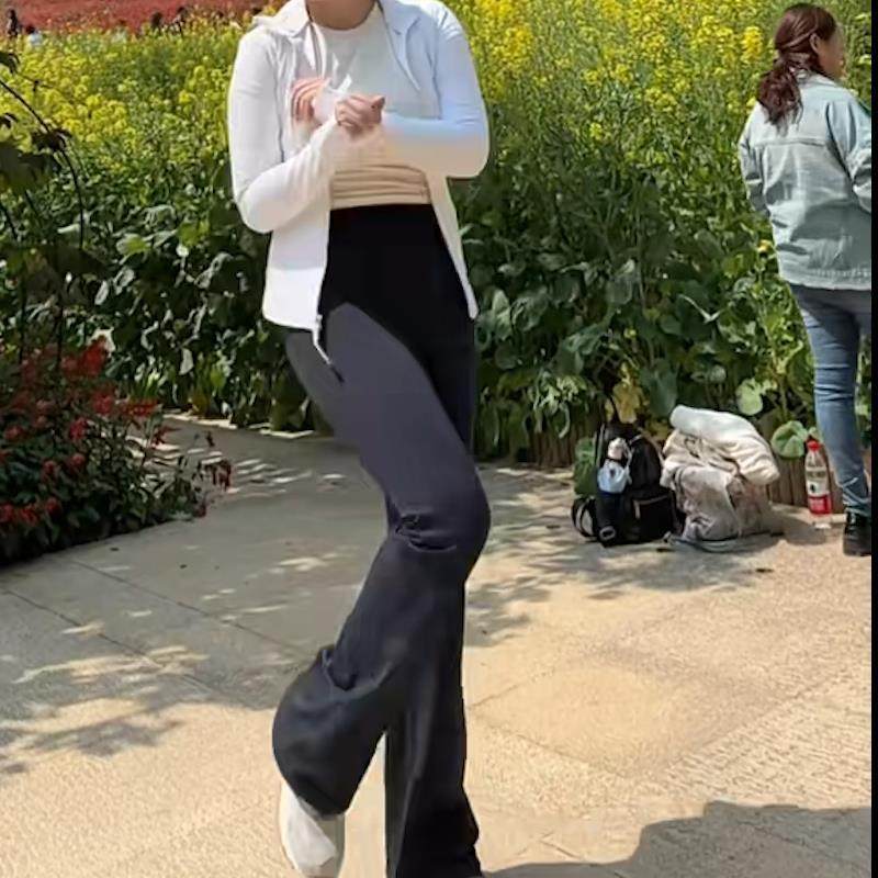 瑜伽裤女外穿高腰提臀收腹直筒阔腿显瘦运动健身裤直筒裤