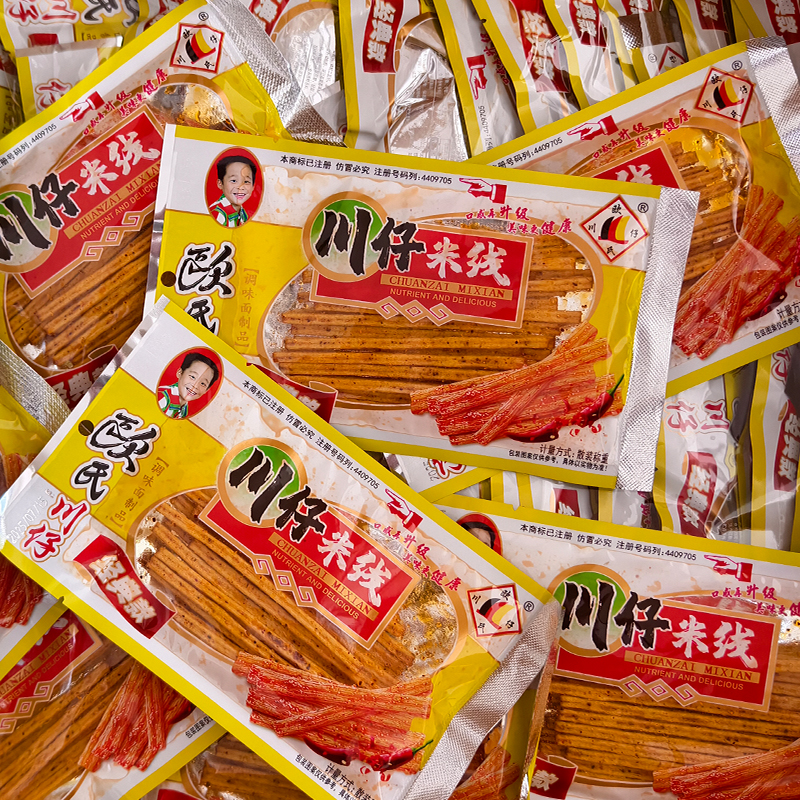 欧氏川仔米线味麻辣零食休闲素肉食品708090儿时辣条童年味道牛筋 - 封面