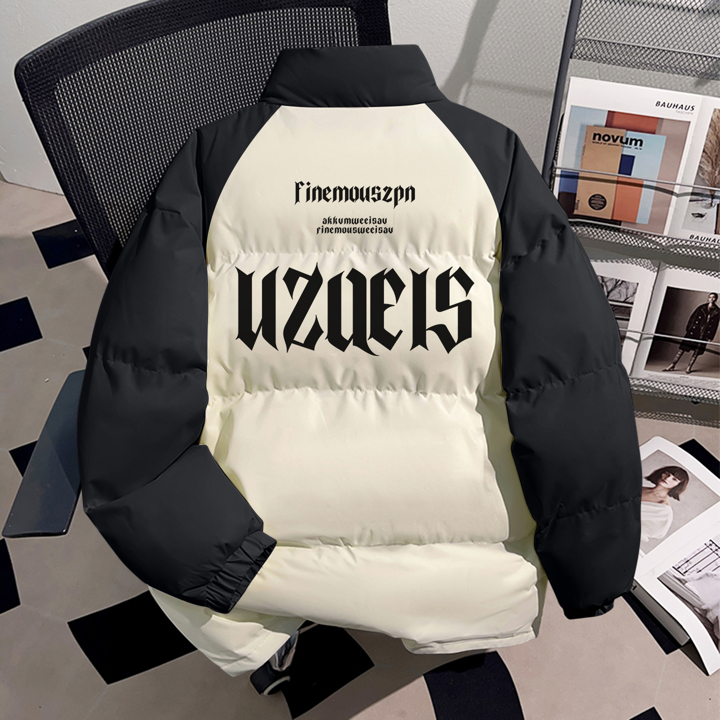 90白鸭绒拼接撞色羽绒服男女款