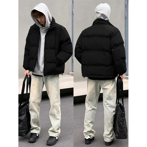 真维斯集团潮牌美式复古棉衣外套秋冬加厚纯色棉服男装立领面包服