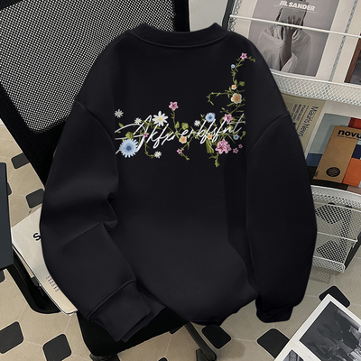 真维斯美式潮牌花卉个性圆领卫衣