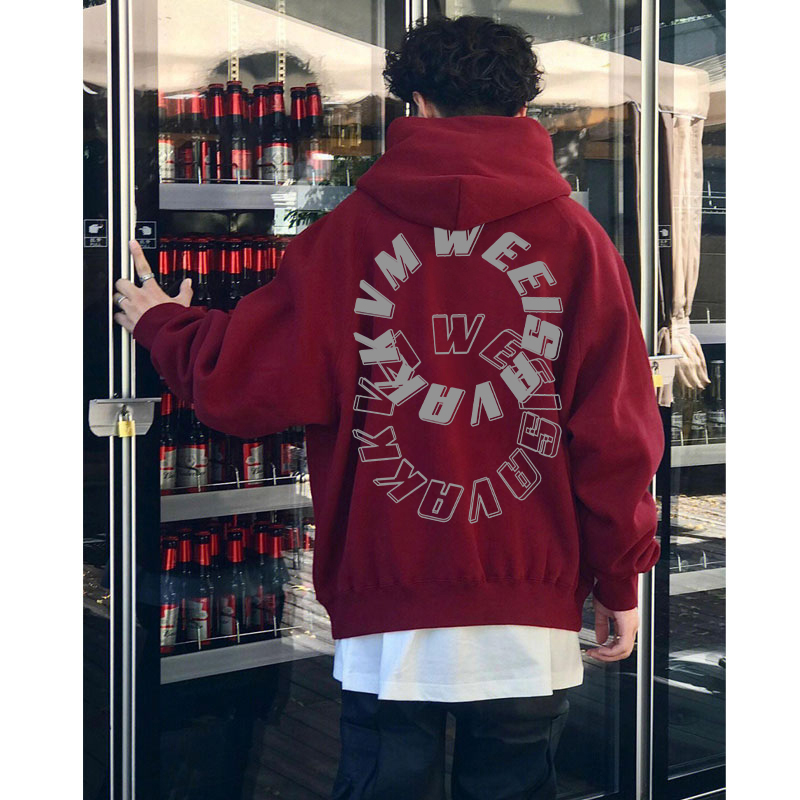 秋冬季美式重磅连帽卫衣男