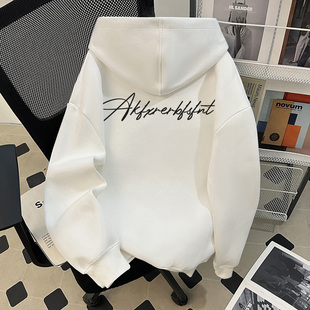 真维斯美式简约潮牌cleanfit加绒连帽卫衣冬季男女款个性百搭帽衫