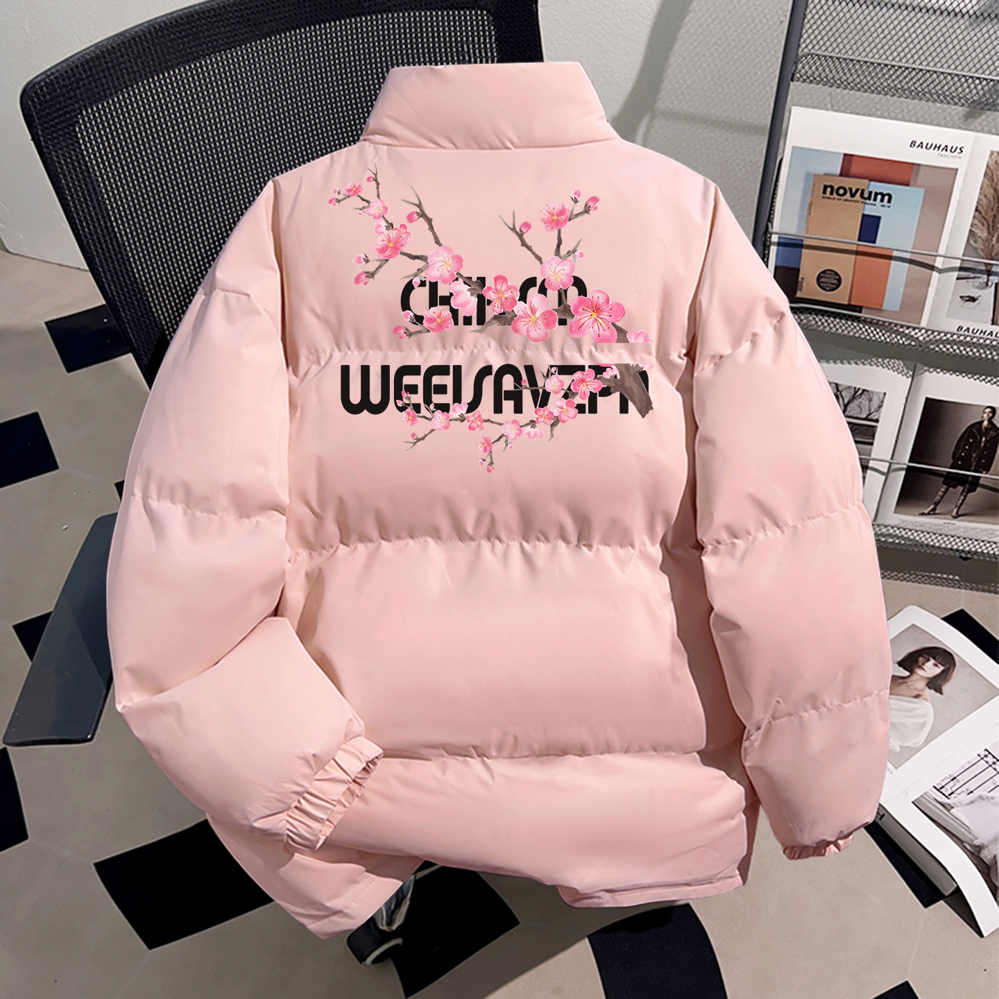 真维斯冬季潮牌个性粉色羽绒服