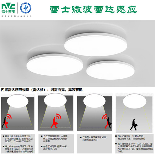 雷士LED三防雷达感应吸顶灯