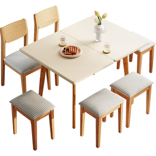 林氏家居北欧日式桌类可折叠岩板餐桌椅子小户型餐桌
