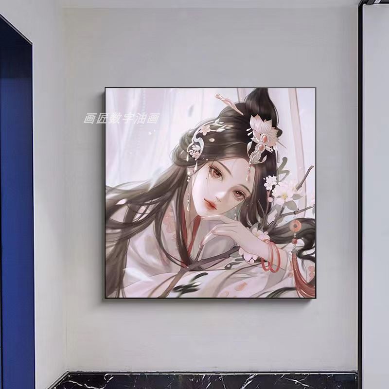 古风古典美少女数字油画装饰画
