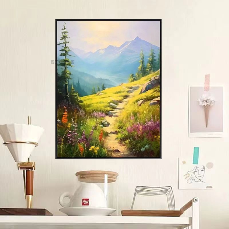 日照金山风景diy数字油画手绘填色客厅餐厅大尺寸油彩装饰挂画