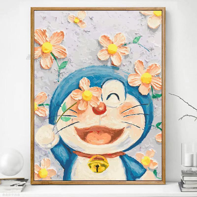 哆啦a梦diy数字油画油彩装饰画