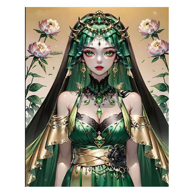 古风美少女数字油画装饰画