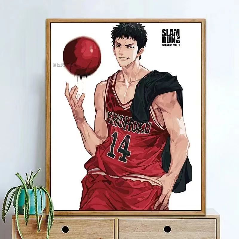 数字油画diy卡通动漫灌篮高手填充涂色手绘客厅装饰画礼物高级感