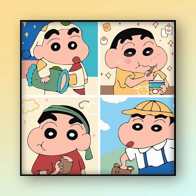 蜡笔小新海绵宝宝数字油画颜料画