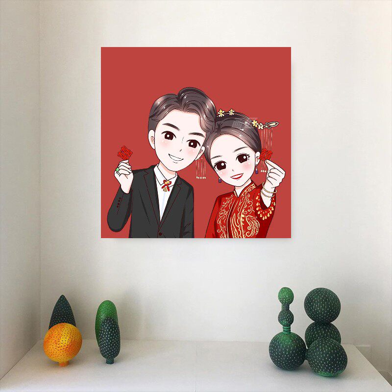 私人定制数字油画情侣照装饰画