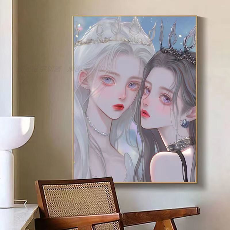 天使女孩数字油画生日礼物装饰画