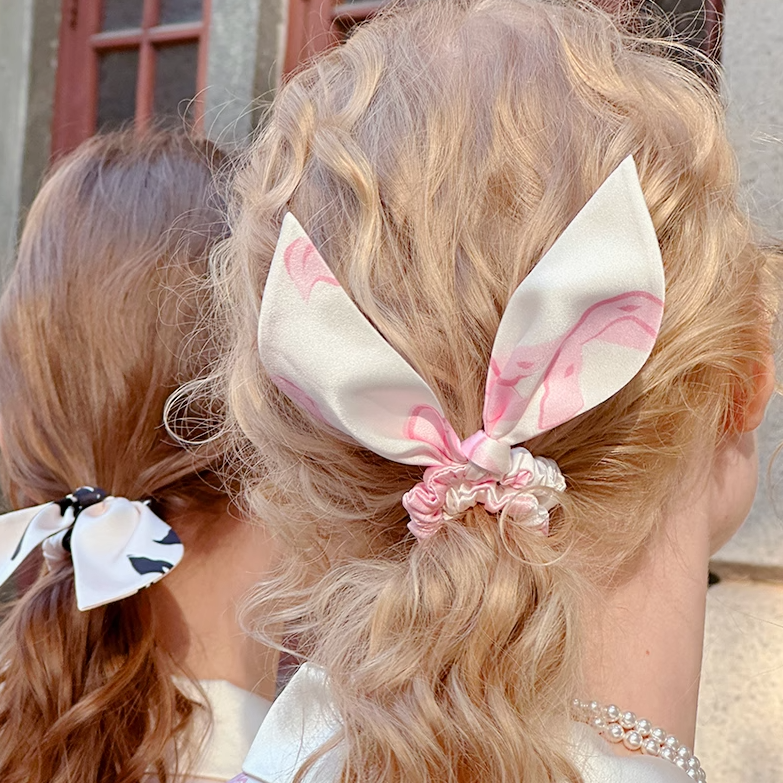 原创设计兔耳朵真丝护发发圈