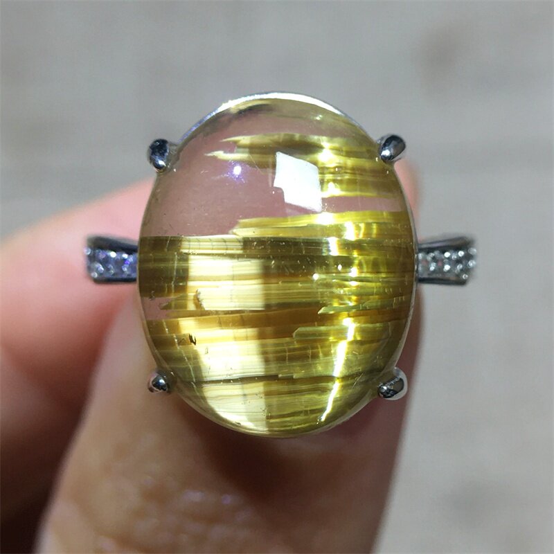 天然钛晶金发晶戒指顺发水晶饰品