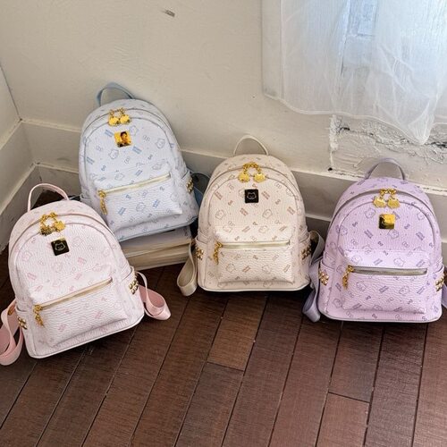 卡通甜美蝴蝶结小猫双肩包包女小