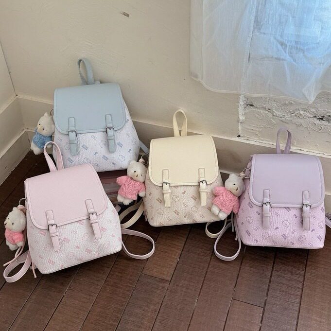 韩版ins精致蝴蝶结小猫双肩包包女时尚质感卡通可爱百搭手提背包