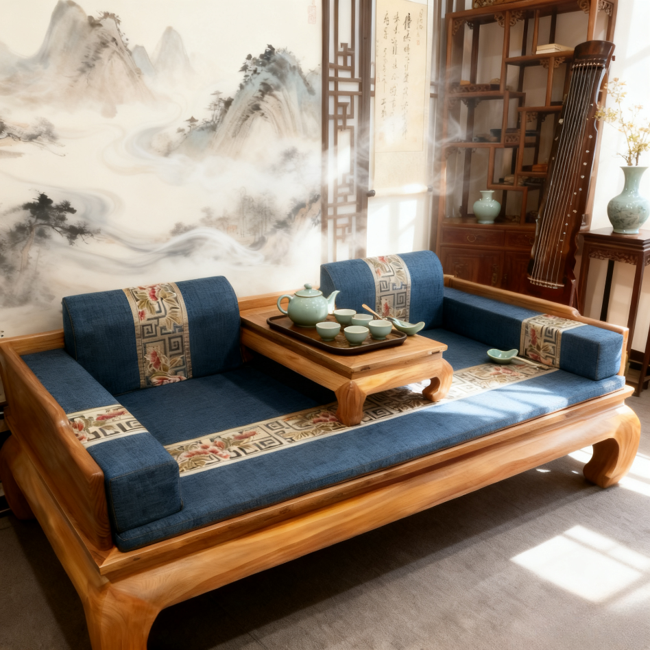 新中式定制床垫红木沙发垫古典靠背防滑靠枕罗汉床垫重工可拆卸