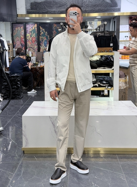 春夏男士新款老钱风穿搭BC立领夹克黑白两色百搭夹克外套LW15