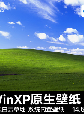 Windows XP 内置原生壁纸iPad电脑WinXP系统2K4K蓝天白云草地壁纸
