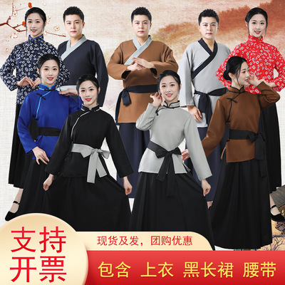 古装汉服老太婆服装孟婆上衣长裙套装女衣服丫鬟仆人演出中国风
