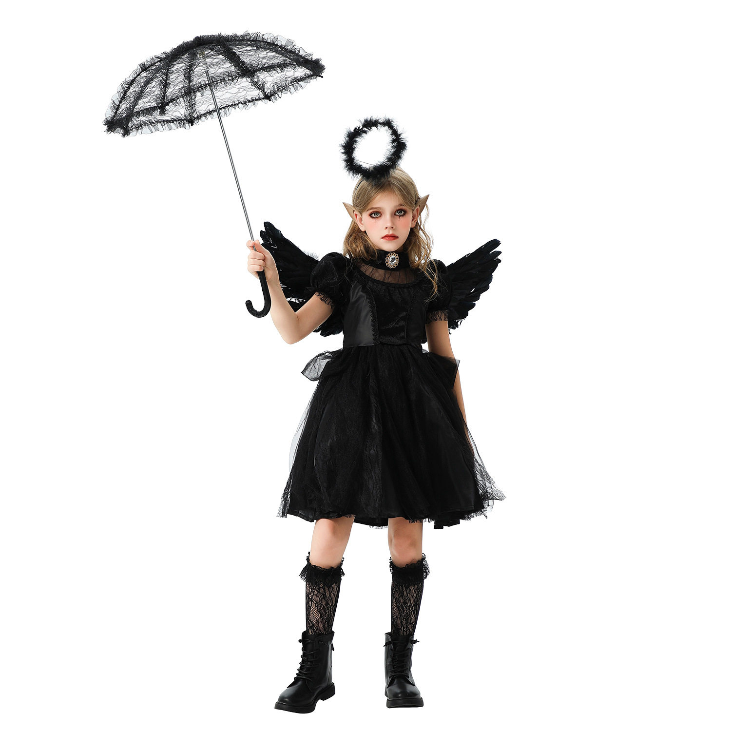 万圣节儿童服装亲子天使装恶魔吸血鬼连衣裙女巫爵士舞表演服童装