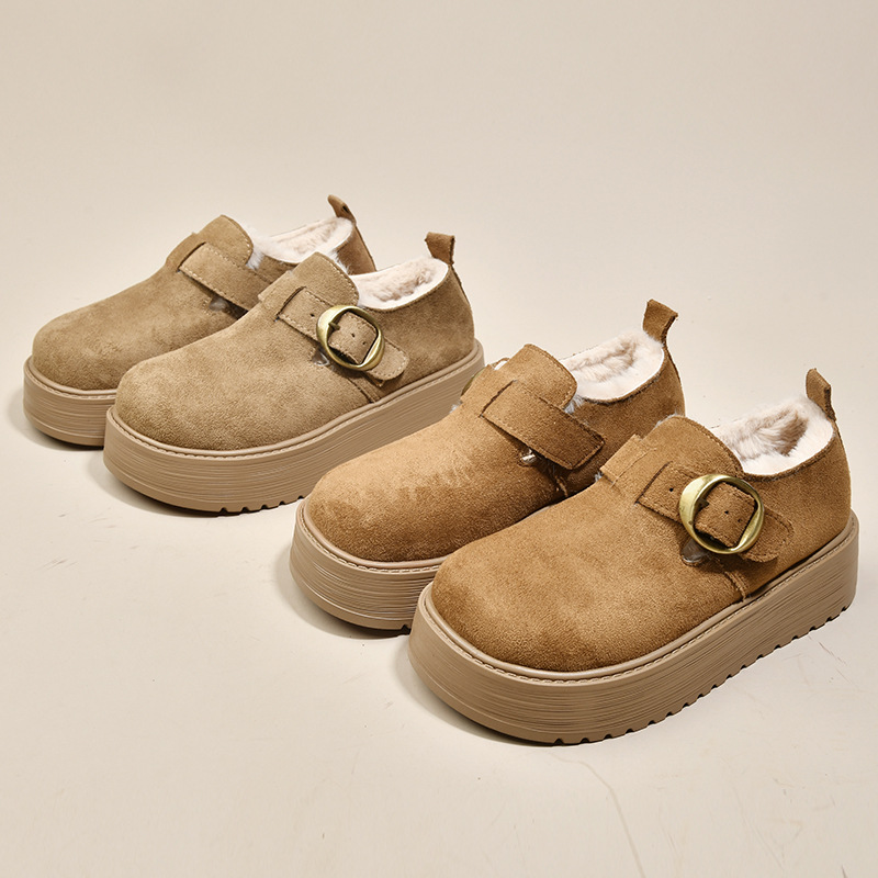 厚底加绒勃肯鞋女冬保暖雪地靴2025新款一脚蹬面包棉鞋懒人豆豆鞋