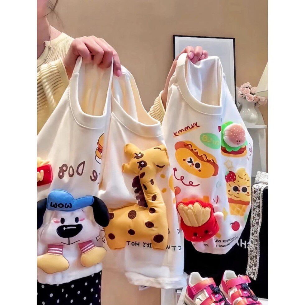 儿童纯棉长袖T恤立体春秋季玩偶2025卡通新款宽松韩版上衣打底衫