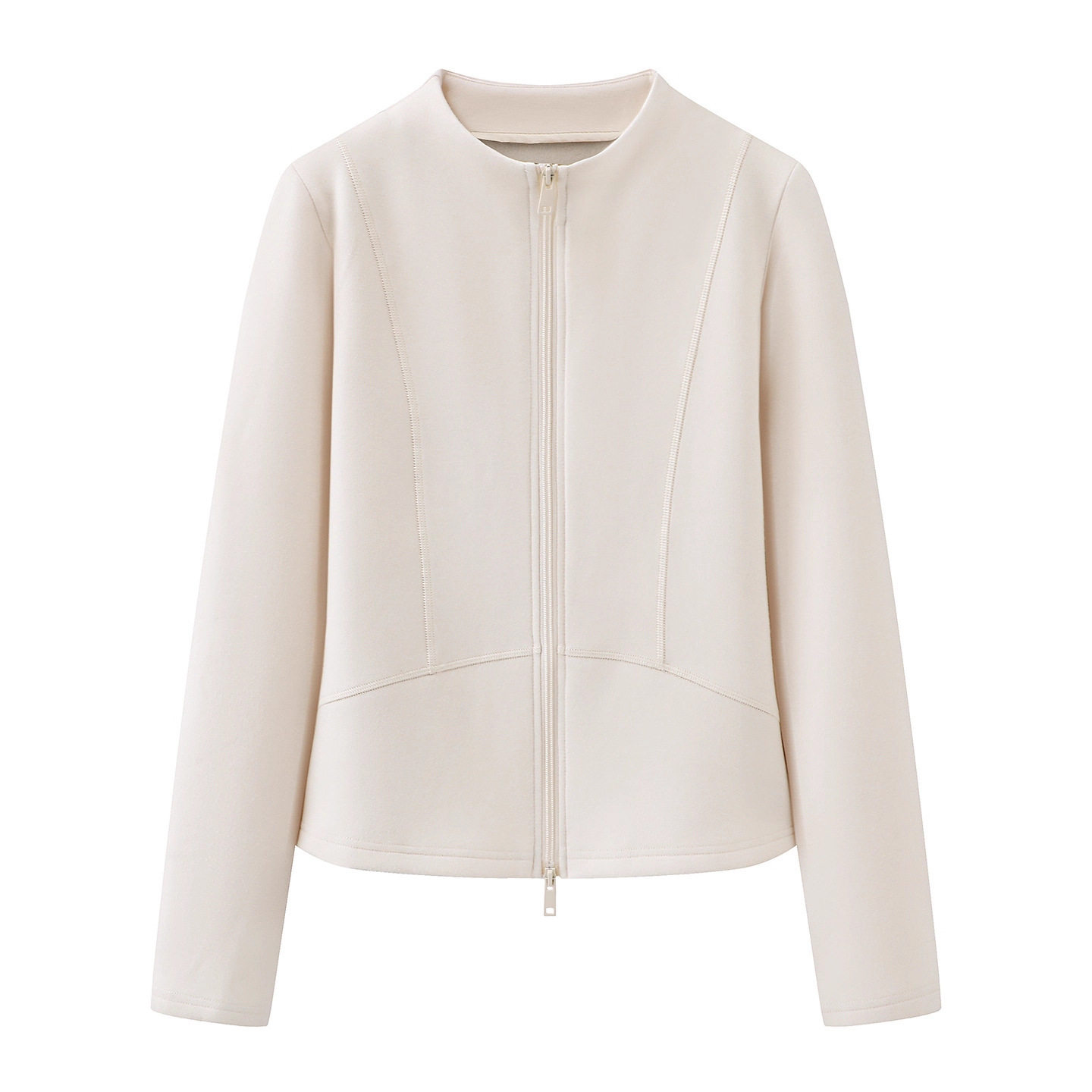 冬季双头拉链双面绒立领卫衣女慵懒风长袖休闲百搭小蛮腰高弹上衣