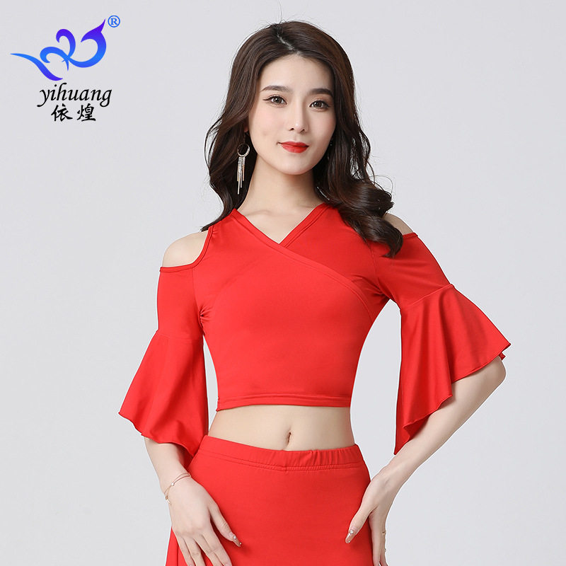肚皮舞服喇叭袖练习服绑带上衣拉丁舞练功服舞蹈服表演服演出舞服
