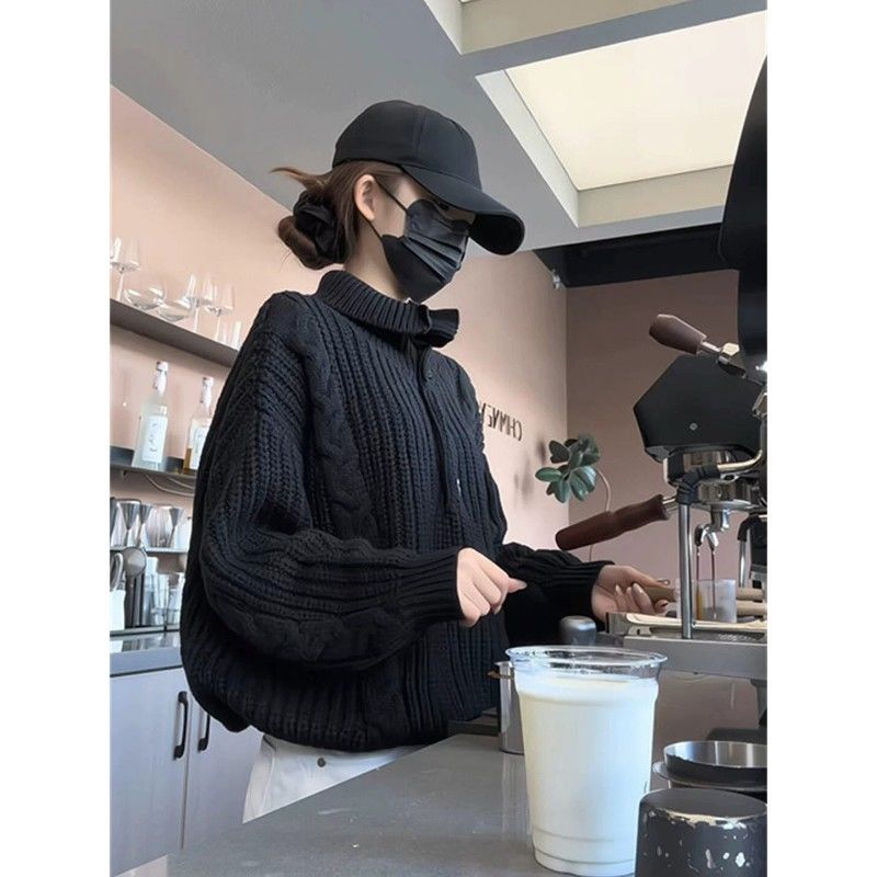 黑色高领毛衣外套女秋冬季2026新款小香慵懒风高级感针织开衫上衣