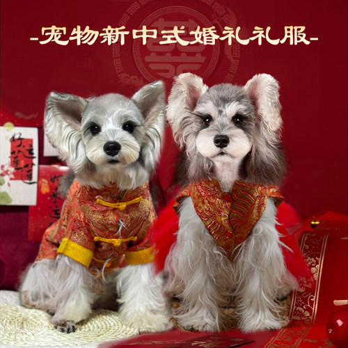 MAMORE宠物狗狗新年衣服红色衬衫