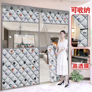 可视开窗棉门帘加厚防寒保暖挡风隔断防冷气保温自吸大门冬季棉帘