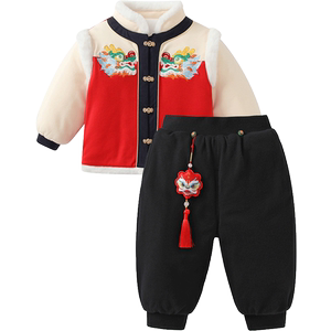 4周岁礼服男宝宝秋冬唐装拜年服4