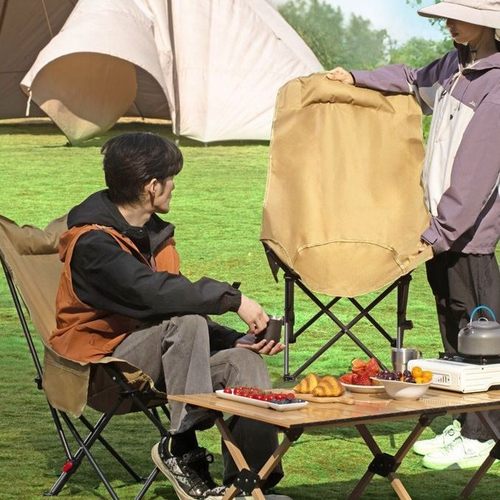 跨境户外月亮椅高背躺椅折叠便携式午睡椅沙滩露营椅野餐摆摊