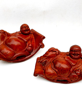 红木根雕工艺品花梨木雕佛摇佛像摆件家居办公室缅花根雕摆件