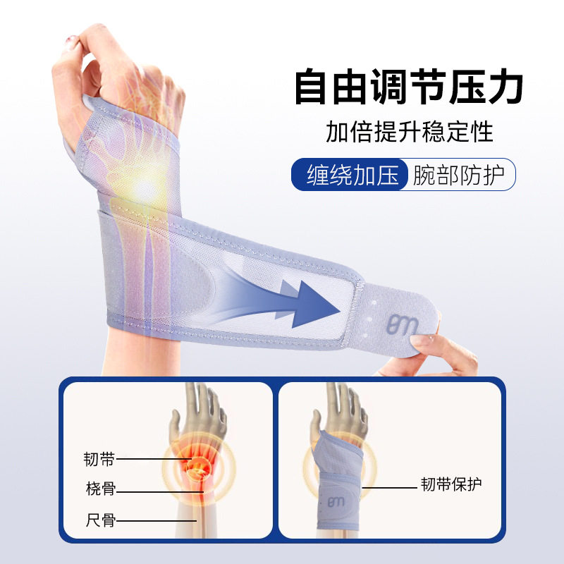 轻薄运动护腕带关节健身防护腱鞘网面透气弹力缠绕加压羽毛球护腕