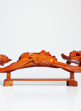 花梨木雕如意摆件根雕实木年年有鱼家居办公装饰开业红木