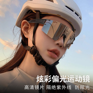 跨境骑行眼镜户外护目超轻偏光骑行马拉松眼镜运动无框防风沙