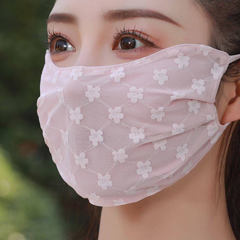 2025新款口罩夏天女士口罩薄款透气户外防晒高颜值护眼角双层蕾丝