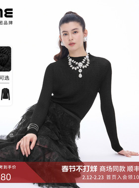 【商场同款】朗姿/LIME莱茵金银丝纱线半高领针织衫打底26春新款