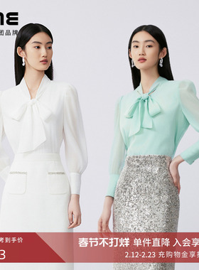 LIME莱茵飘带领设计感套头衫秋季新款爆款长袖通勤优雅女衬衫