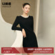 LIME莱茵赫本风法式 吉娜同款 朗姿 轻奢珍珠年会香风小黑裙连衣裙