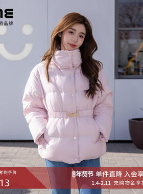 朗姿/LIME莱茵优雅短款千金风鹅绒收腰气质棉花糖羽绒服26年新款