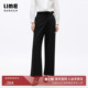 朗姿集团LIME莱茵羊毛混纺直筒阔腿裤 黑色宽松简约通勤25秋冬新款
