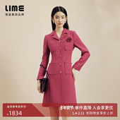 连衣裙秋冬新款 LIME莱茵西装 外套式 粗花呢优雅千金风收腰裙子