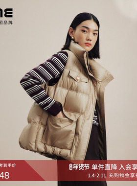 LIME莱茵立领直筒纯色简约羽绒服马甲24秋冬新款百搭保暖马夹外套