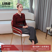 深灰色垂感通勤裤 LIME莱茵都市高级感直筒休闲裤 吉娜同款